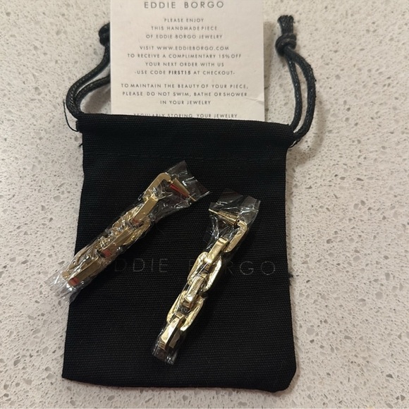 EDDIE BORGO GOLD CHAIN AND EARRINGS NEW - Picture 7 of 9